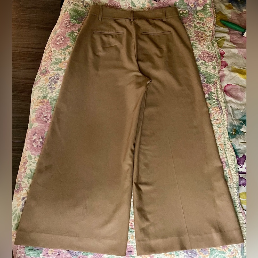 Vince Wool|Italy stretch Tan Wide-Leg cropped high waisted Pants size 8 - Picture 10 of 11